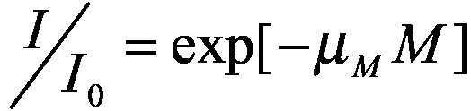 I/Io = exp(-mu * M)